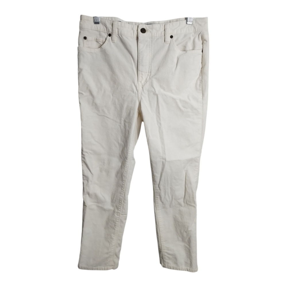 Talbots High Rise Straight Leg‎ Corduroy Off White Preppy Casual Office Pants 10
